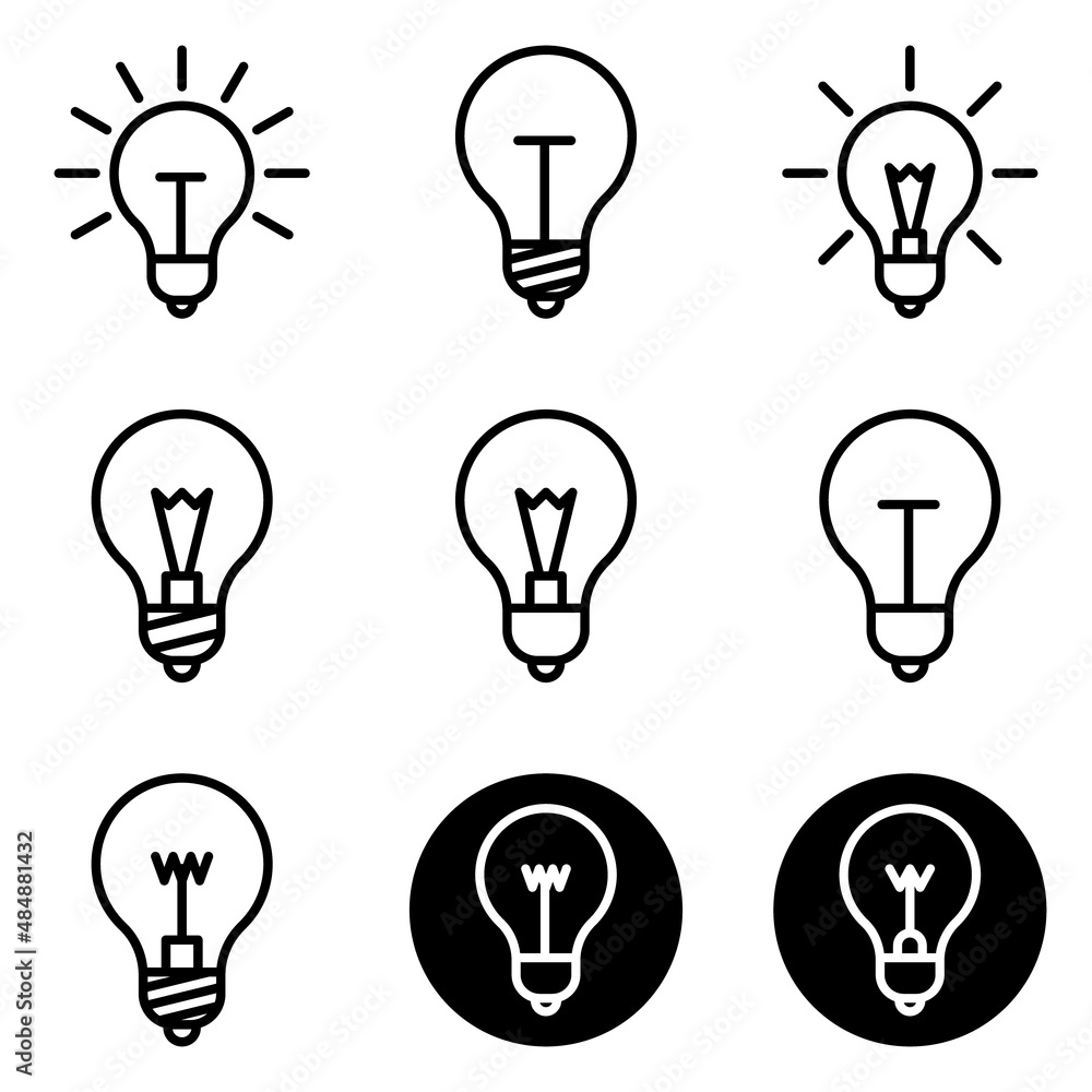 Lightbulbs Flat Icon Set Isolated On White Background Lightbulbs Flat Icon Set Isolated On White Background