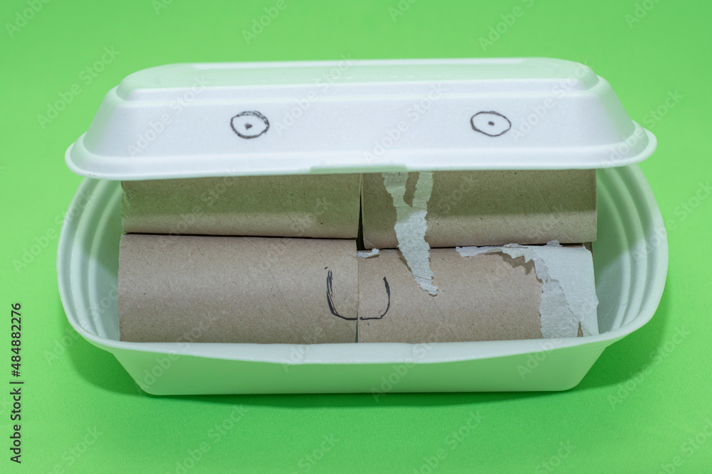 Empty Rolls From Toilet Paper Lying In A Food Delivery Service Package Empty rolls from toilet paper lying in a food delivery service package
