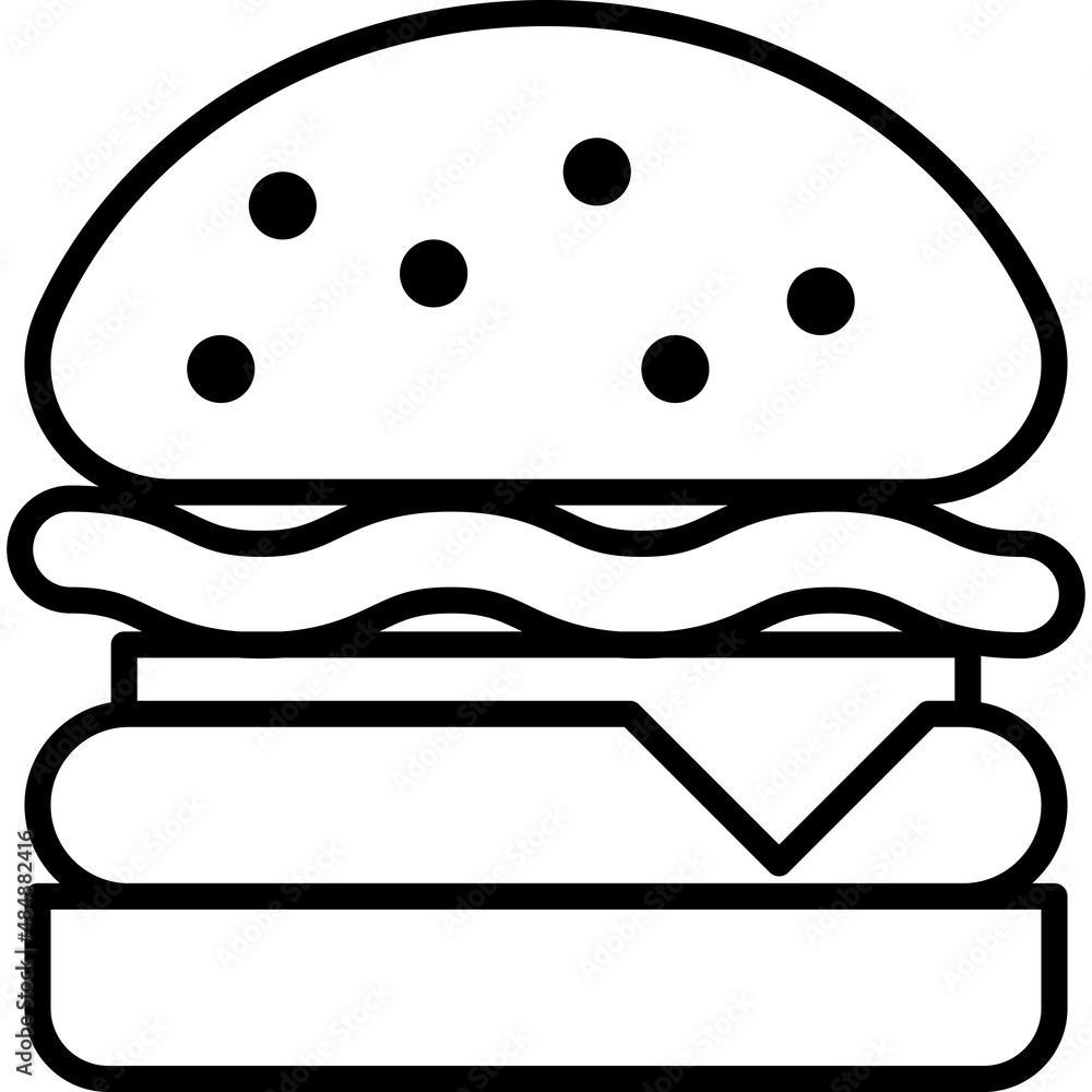 Hamburger Outline Icon Food Vector Hamburger Outline Icon Food Vector
