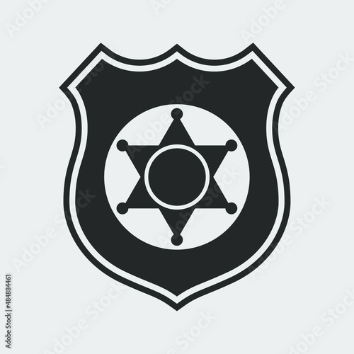 Police badge graphic sign. Sheriff emblem isolated on white background. Vector illustration