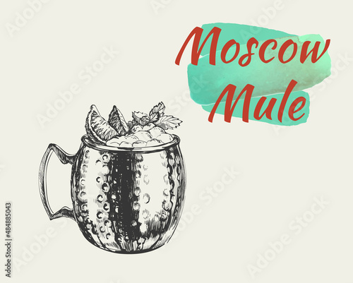 Moscow Mule Hand Drawn Drink Vector Illustration