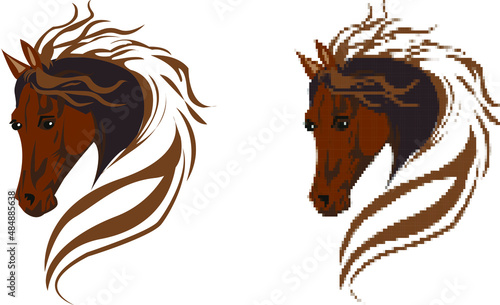 horse nft , unique token and non fungible token, horse vector illustration, vector graphics, pixel art