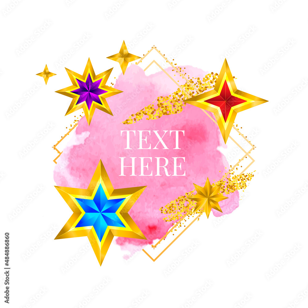 Gold frame paint Hand painted vector brush stroke. Perfect design for headline, logo and sale banner. Watercolor Gold frame paint Hand painted vector brush stroke. Perfect design for headline, logo and sale banner. Watercolor