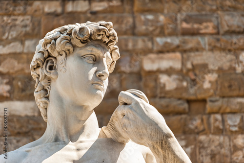 Michelangelo's David statue located in Piazza della Signoria in Florence, Italy. photo