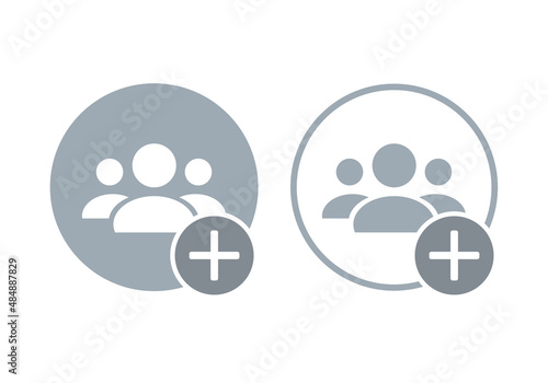 New profile account. Add new friend.  Create group team symbol. Vector illustration