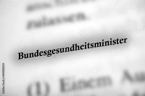 Bundesgesundheitsminister - schwarz weiß Text grau markiert photo