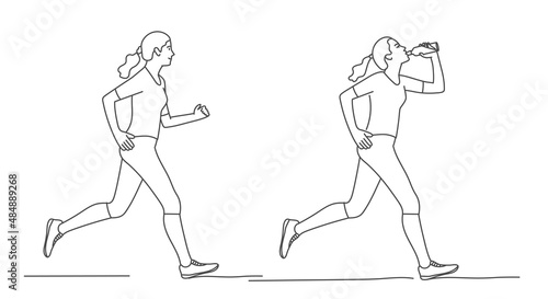 Slim woman in sportswear doing fitness.