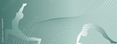 yoga background asana green horizontal banner line minimalizm