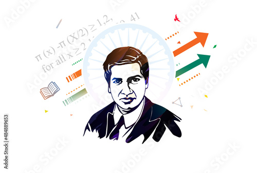 Indian remembring teacher and celebrating mathematics day with tricolor arrow photo