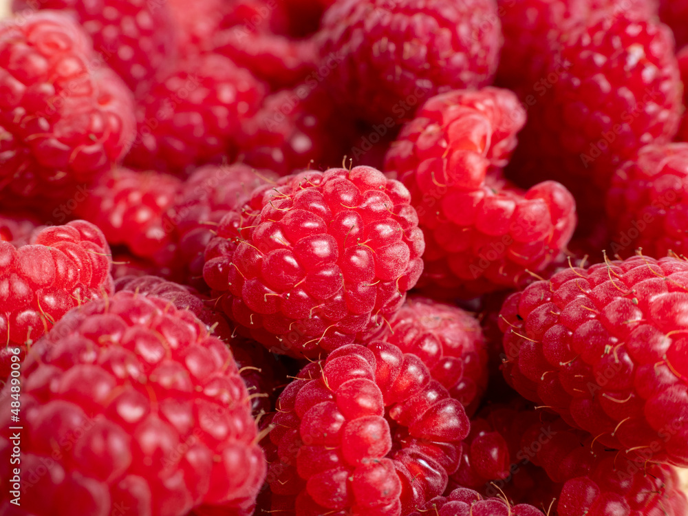 Raspberries in a wooden bowl. Raspberries in a wooden bowl.