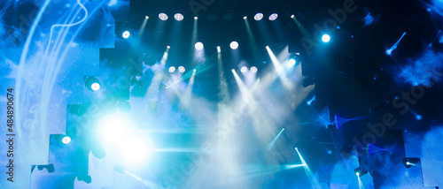 stage lighting in the theater and at the concert. Lighting equipment on an empty stage.