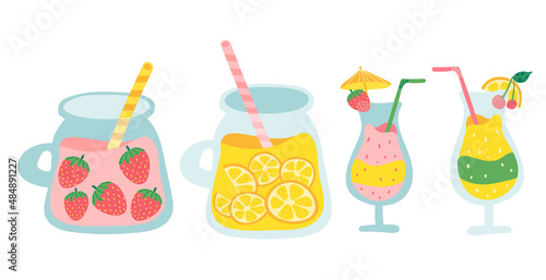 set fruits coctel. Set of tasty fresh squeezed juices.health drinks, healthy food, fruit smoothies drinks. Natural juice.