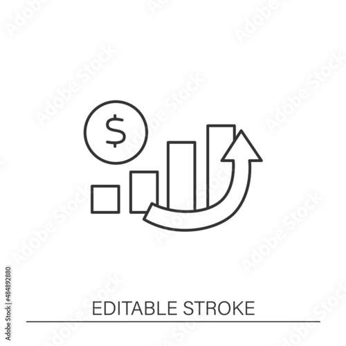 Economic recovery line icon. Growth period. Positive rating. Arrow up. Economy concept. Isolated vector illustration.Editable stroke