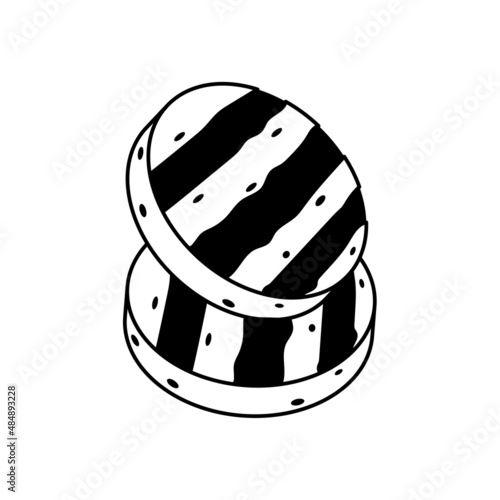 Beef Patty Burger Outline Icon Illustration on White Background