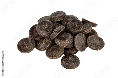 chocolate tablets of Criollo cocoa mass on a white background 