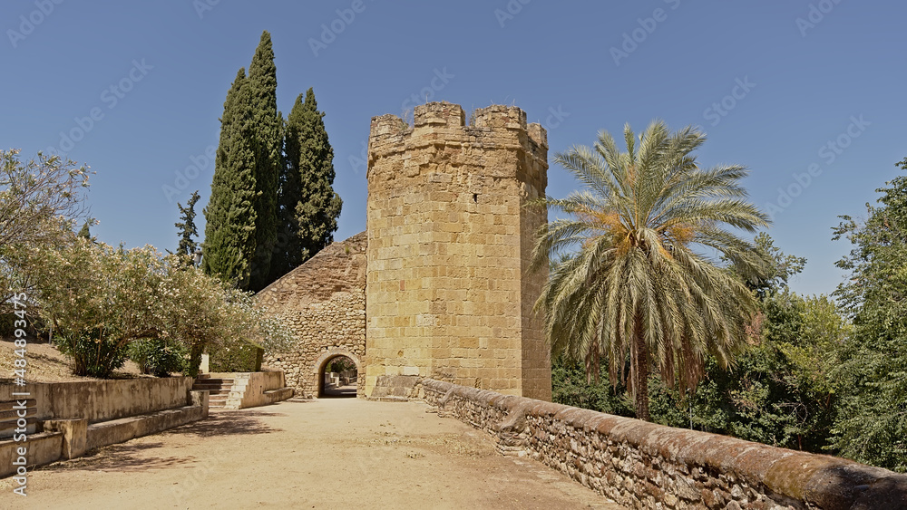 Old roman city walls and tower in Cordoba