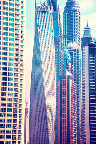 Unusual house on Dubai Marina promenade in the largest city of the United Arab Emirates in Dubai.