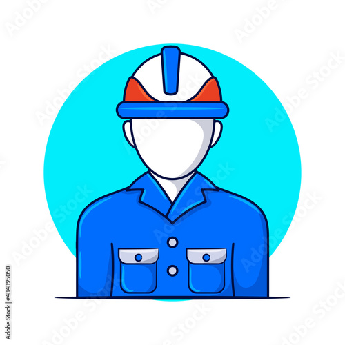 Industrial factory worker clipart with colored hand drawn outline style