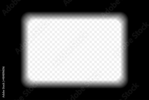 Old black cinematic frame with transparent background. Antique filmstrip slide template in realistic style. Vector illustration. photo