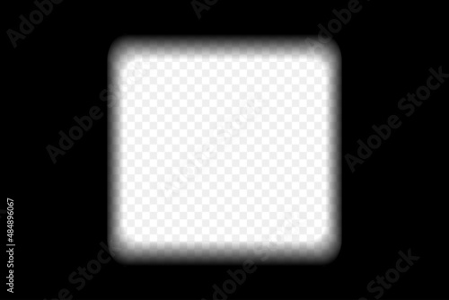 Old black cinematic frame with transparent background. Antique filmstrip slide template in realistic style. Vector illustration.