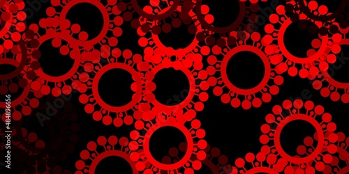 Dark red vector backdrop with virus symbols.