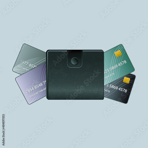 Leather wallet with credit cards, wallet with credit cards, credit cards, wallet