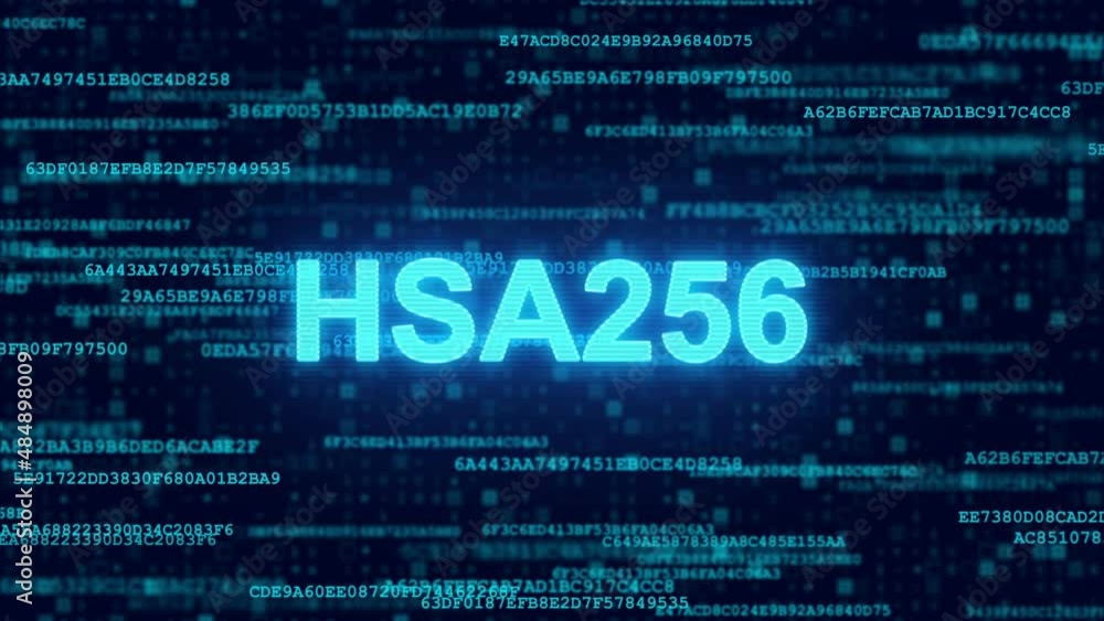 HSA256 cryptographic signature computer code futuristic animation loop HSA256 cryptographic signature computer code futuristic animation loop