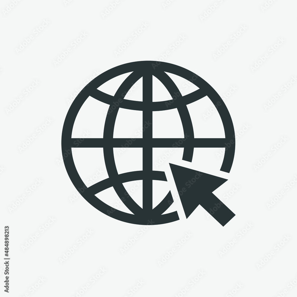 click, internet, website, globe, world icon vector click, internet, website, globe, world icon vector