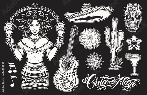 Cinco de mayo monochrome stickers