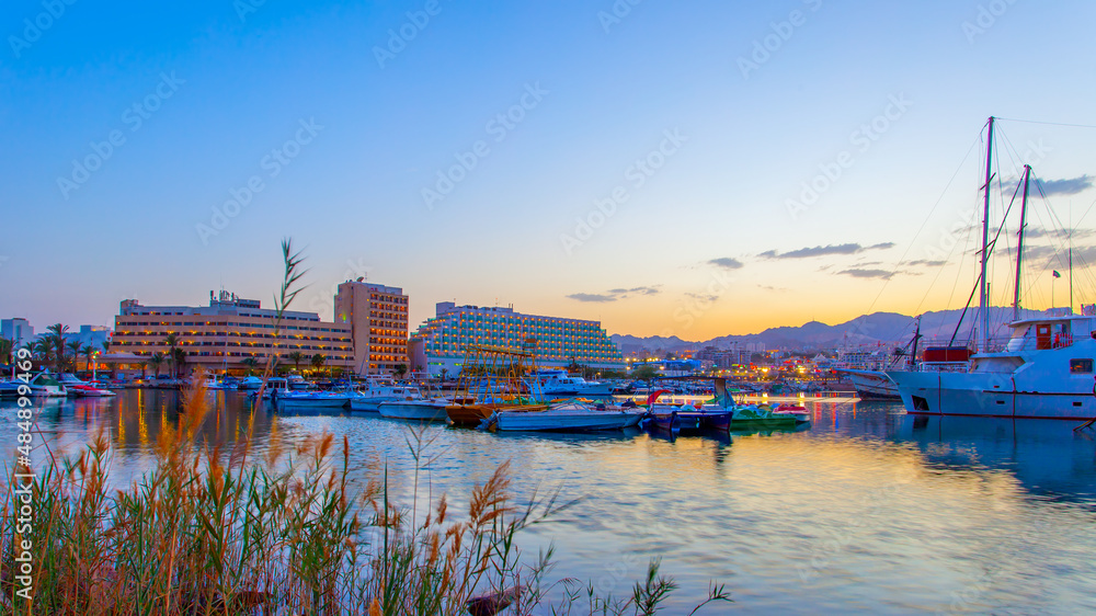 Harbor with boats in Eilat