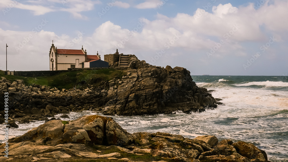Portuguese settlement on the Atlantic coast in clear sunny weather
