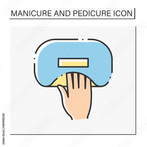 Nail lamp color icon. Ultraviolet LED lamp for drying nail polish. Beauty procedure. Manicure and pedicure concept. Isolated vector illustration