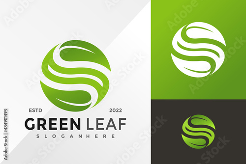 S Green Leaf Logo Design Vector illustration template