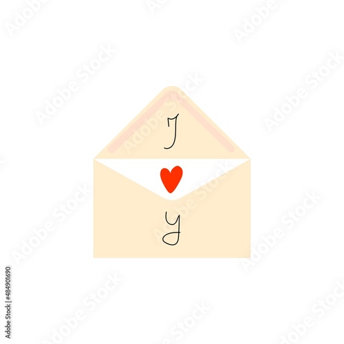 Envelope with love letter Valentine's day.