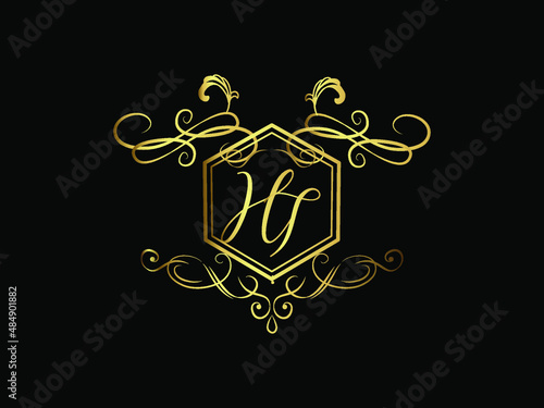 HT initial letter luxury monogram logo,elegant ornamen jewelry, emblem of love shape heart