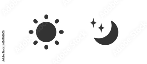 Day and night mode. Sun add moon black icon. Vector flat isolated