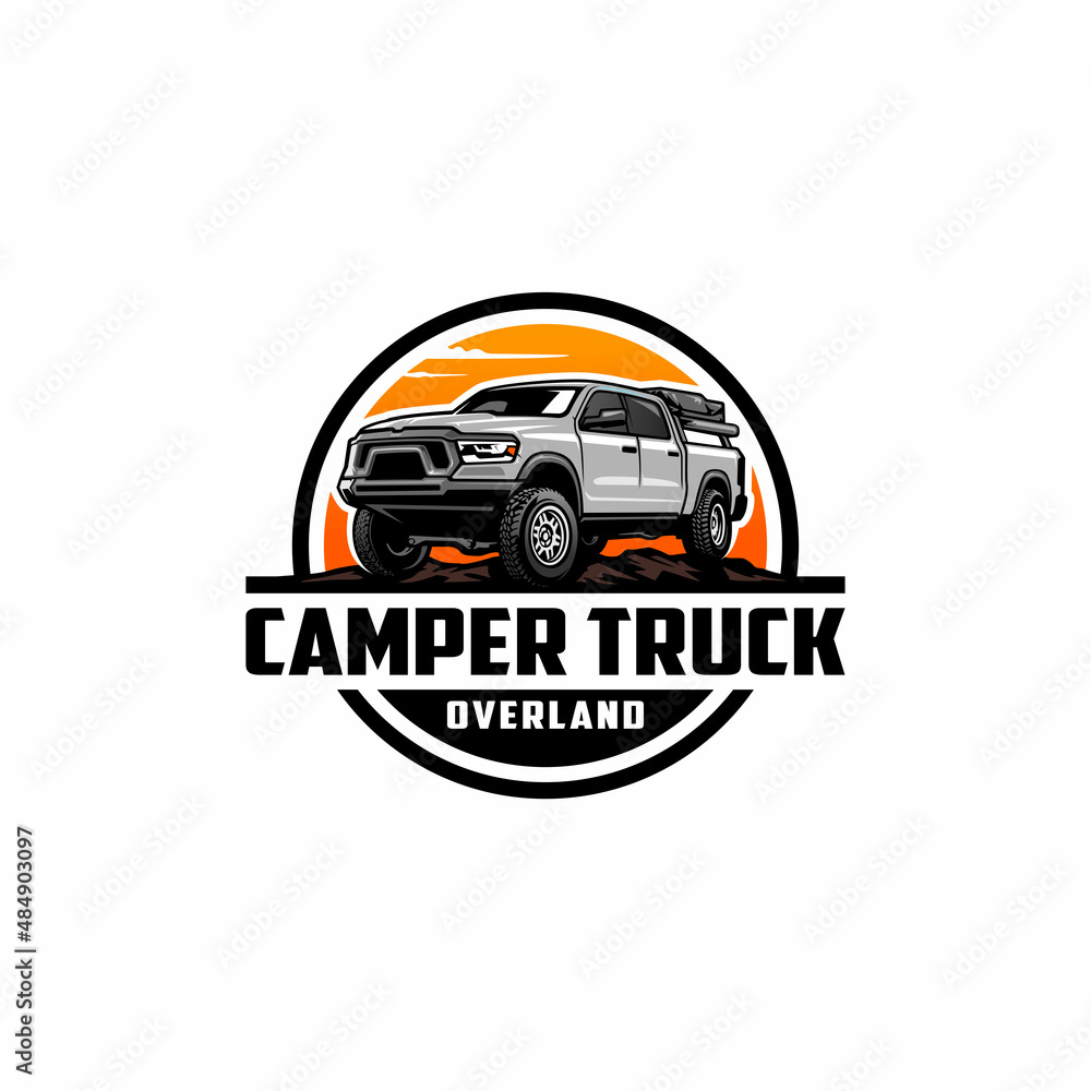 Fototapeta premium camper van, camper truck, motor home logo vector