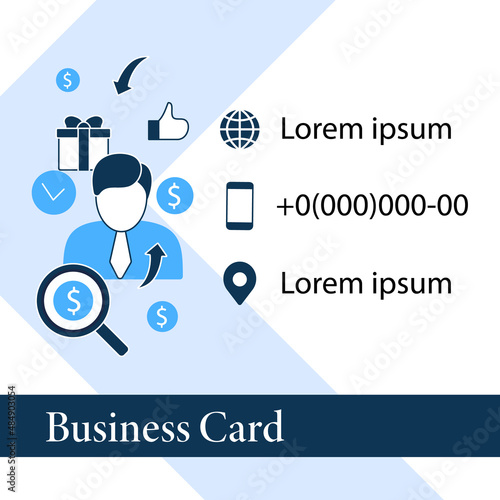Individual payment square business card. Portion of total payout amount marketing template. Personal deposit.Universal basic income abstract design.Layout illustration page with icon