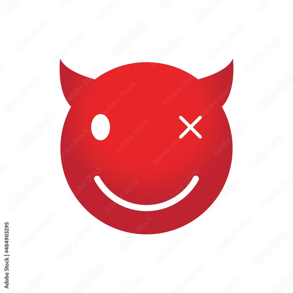 Devil horn Vector icon for emoji or emoticon logo chat and other Stock