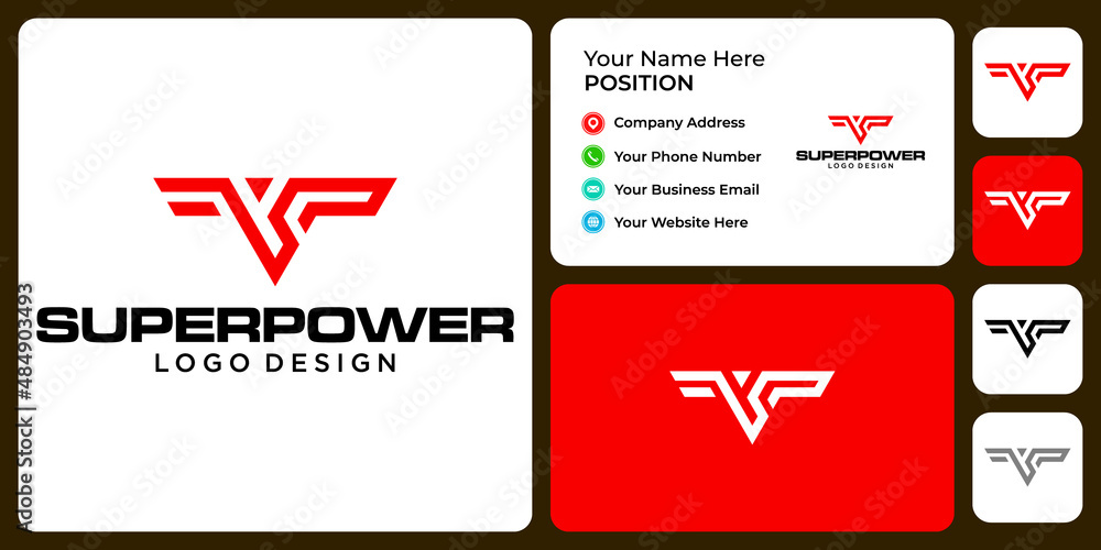 Letter S P monogram sport logo design with business card template. Letter S P monogram sport logo design with business card template.