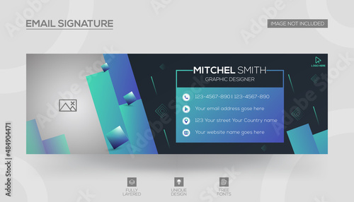 Email signature or email footer and  social media cover design template Vector