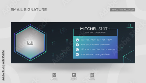 Email signature or email footer and  social media cover design template Vector