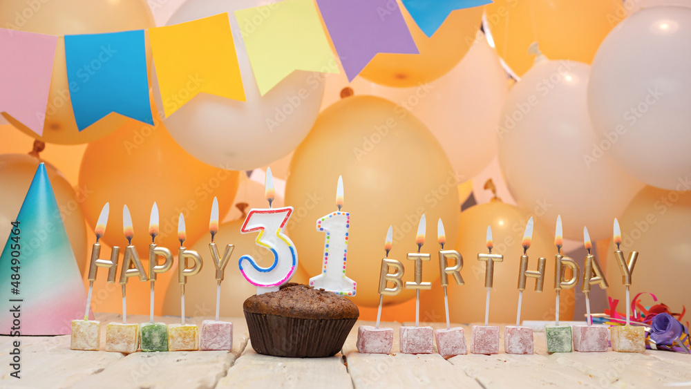 Happy birthday greetings for 31 years old from golden letters of ...