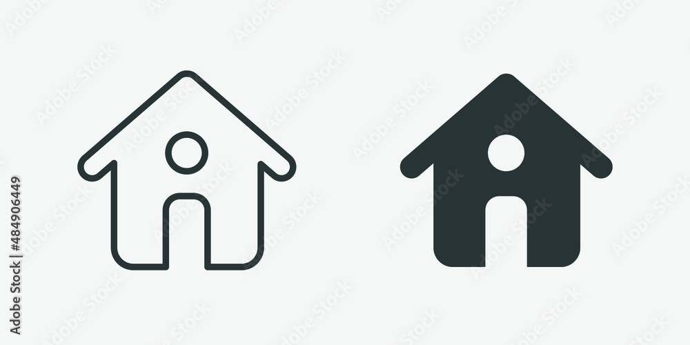 Building, house, home icon vector isolated on grey background