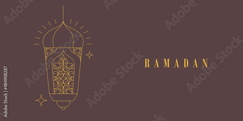 Ramadan Kareem. Mosque. Islamic greeting card template with ramadan for wallpaper design. Poster, media banner. Vector illustration.