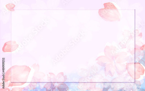 	桜　水彩　春　桜の花　ピンク　画像　フレーム