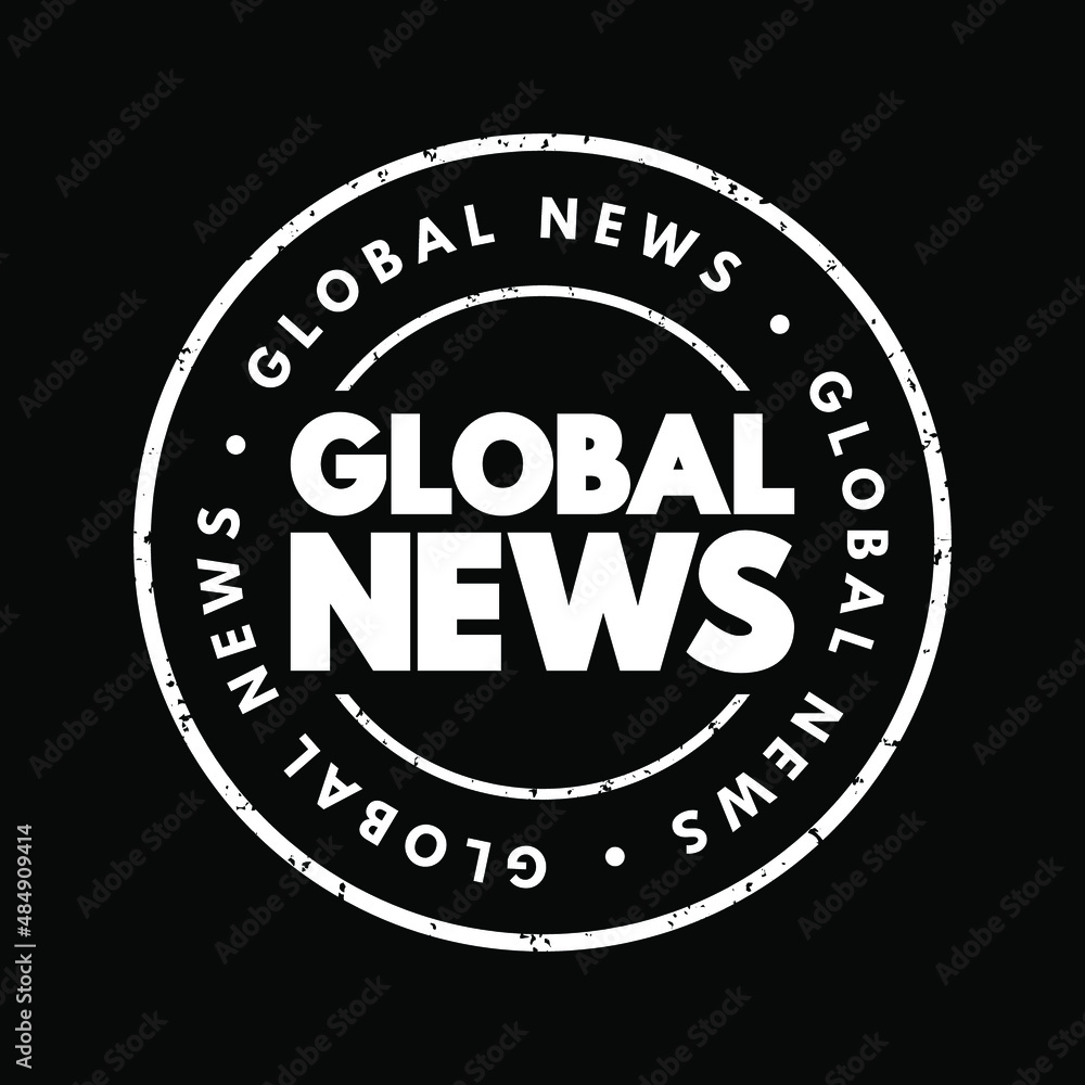Global News text stamp, concept background