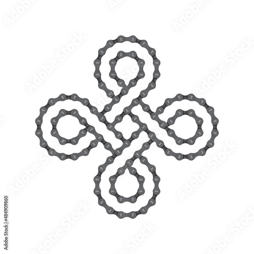 Vector realistic bike chain like tibetan symbol. Isolated on white background.