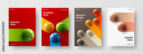 Isolated realistic spheres flyer template bundle. Premium company brochure design vector concept collection.