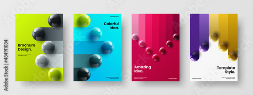 Isolated realistic spheres presentation illustration bundle. Abstract cover vector design concept collection.